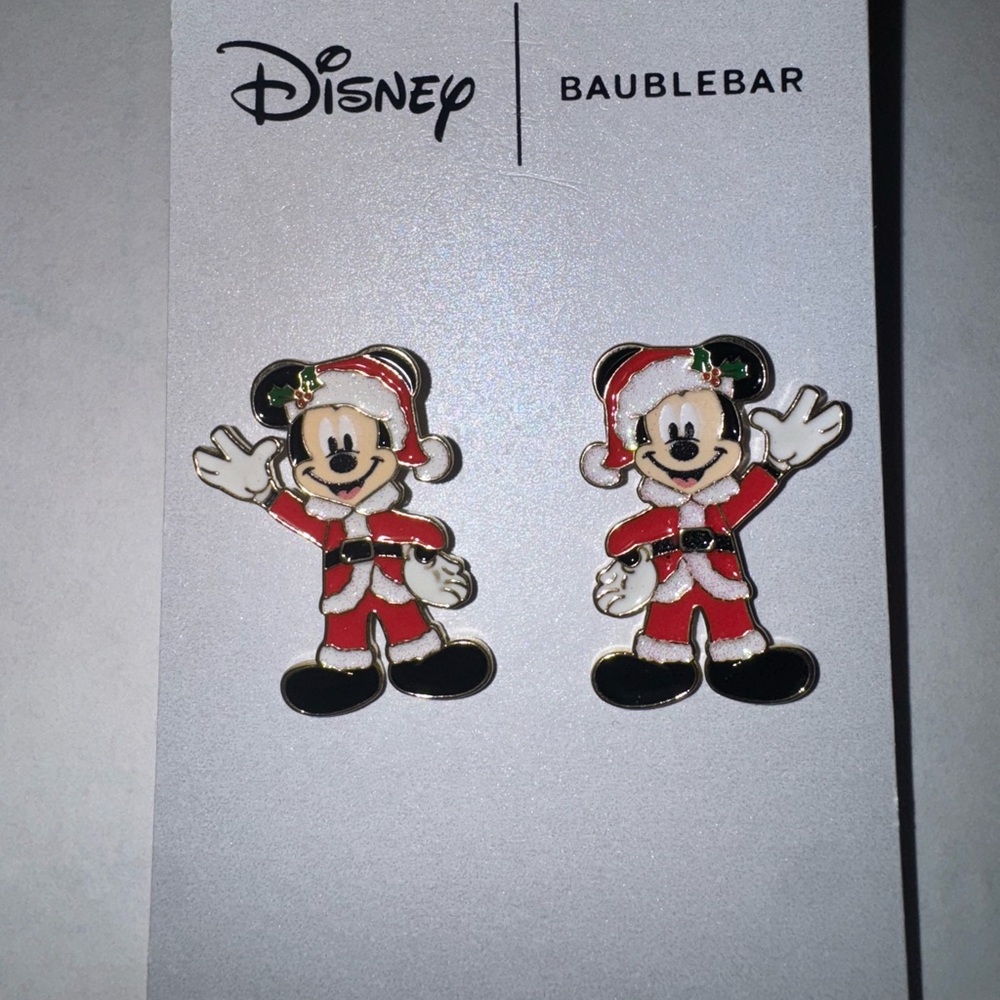 Disney Red and Black Santa Mickey Earrings